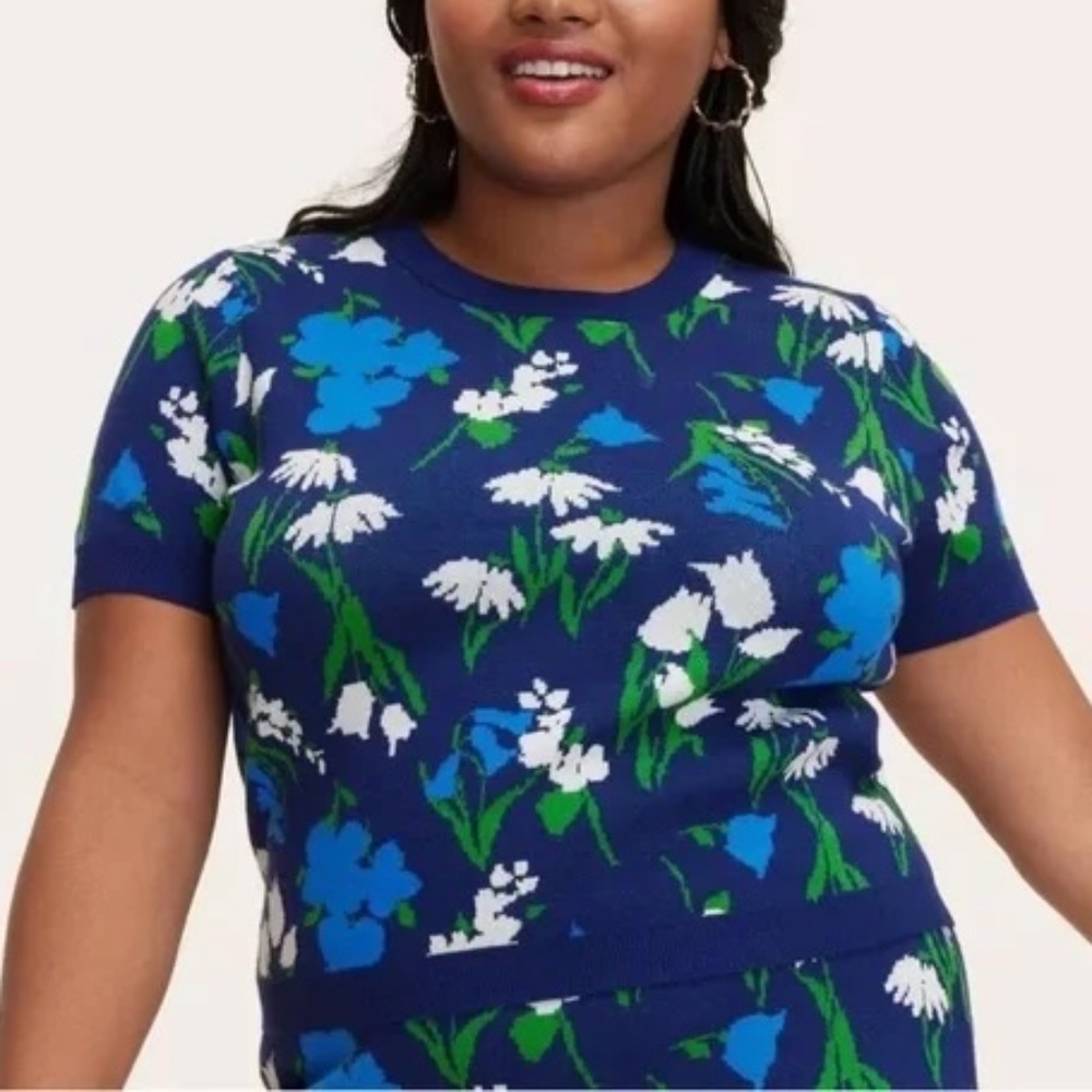 Kate Spade for Target Floral Print Short Sleeve Crew Neck Sweater